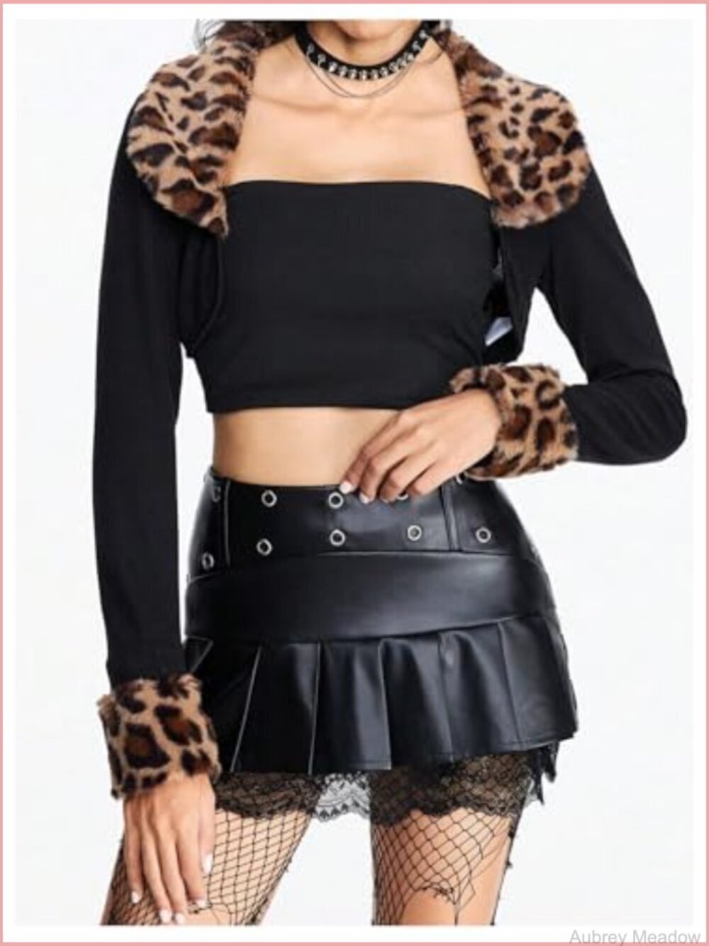 Fuzzy Cheetah Print Shrug Cardigan Long Sleeve Crop Top Open Front Y2K - Picture 4 of 6